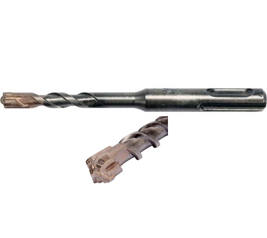 Свердло по залізобетону YATO : SDS+ Premium, "Х"-тип, Ø= 7 х 110 мм, 4 різальні пруги / Код товару: YT-41932